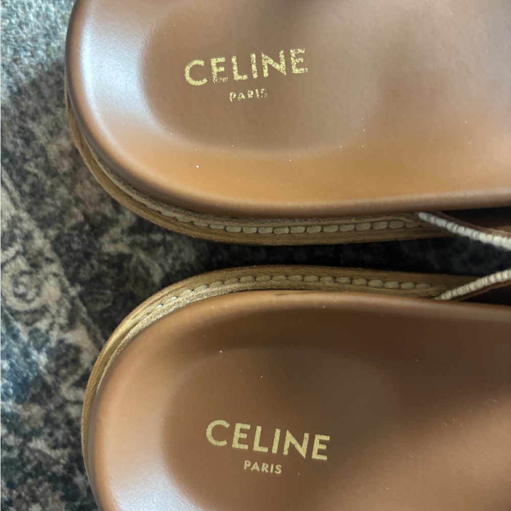 AUTHENTIC Celine Tippi Slide in Canvas and Calfskin - Picture 4 of 6